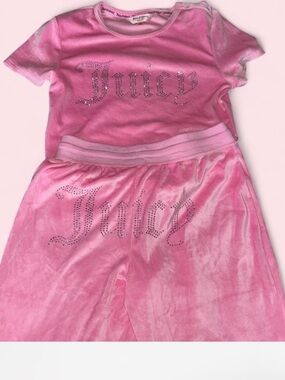 NWT Juicy Couture Pink Velvet Velour Rhinestone Logo Set